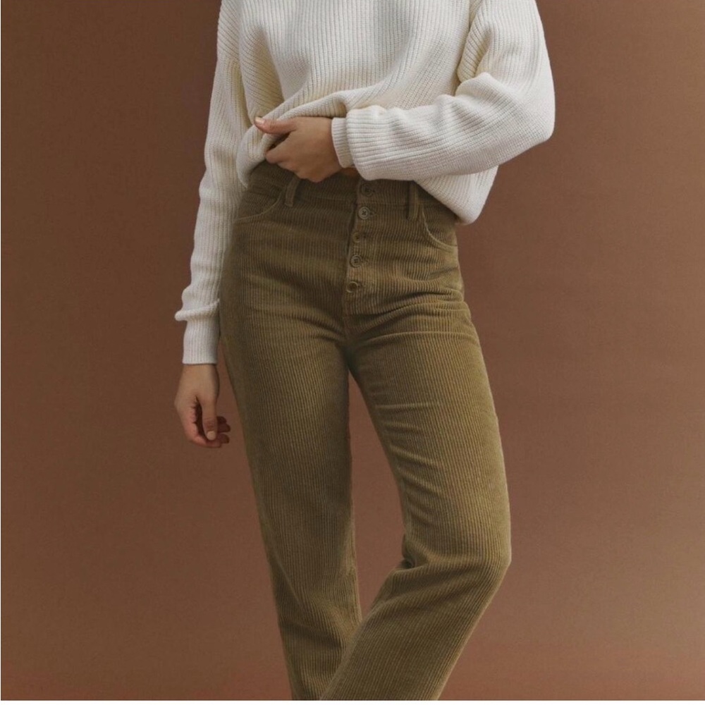Reformation High Rise Corduroy Jeans in Olive